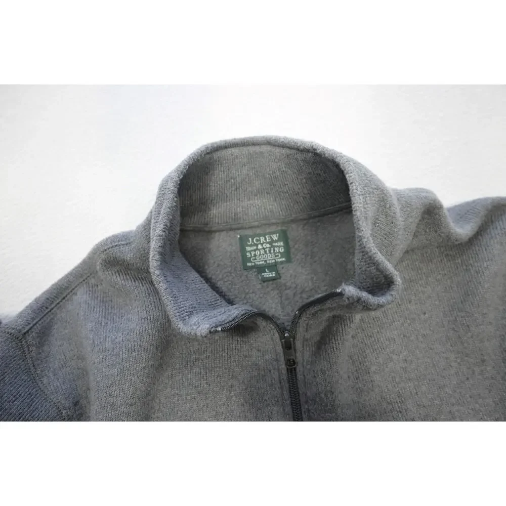 J Crew Sporting Goods 1/4 Zip Fleece Sweater‎ Gray Casual Prep Mens Sz Large